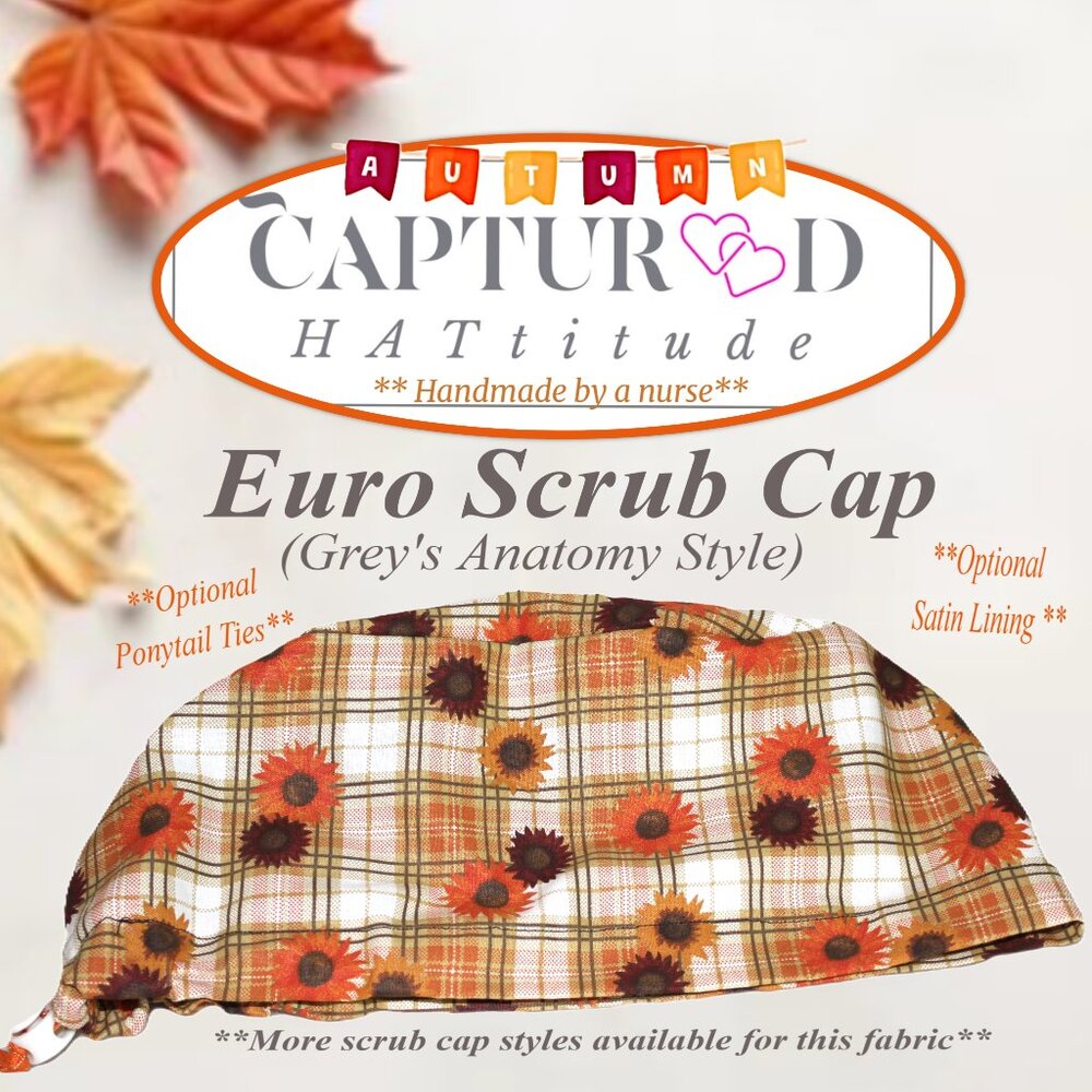 Womens Autumn Plaid Euro Pixie Scrub Cap, Handmade NWOT